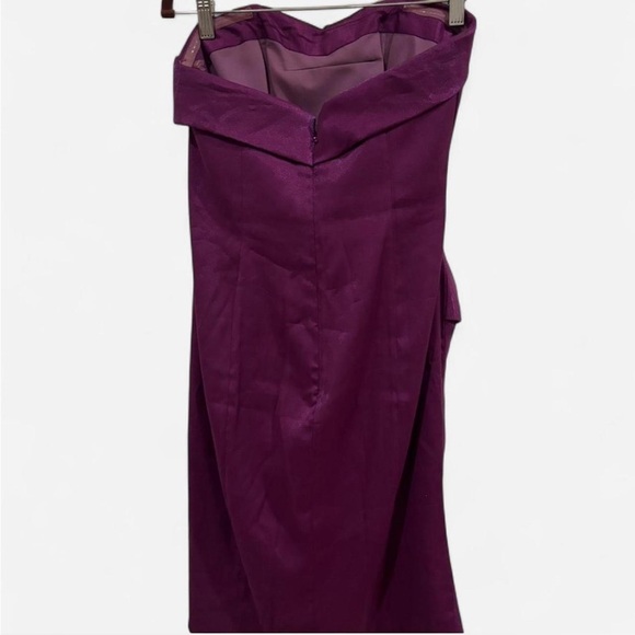 JS Collections Purple Ruched Strapless Sheath Dress - Picture 4 of 12